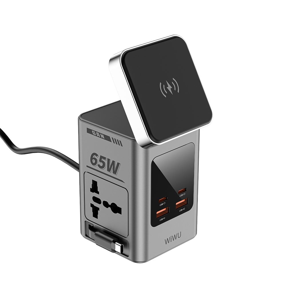 Wiwu Wi-W040 Telefon & Akıllı Saat & Kulaklık İçin GaN 65W 8in1 Şarj İstasyonu