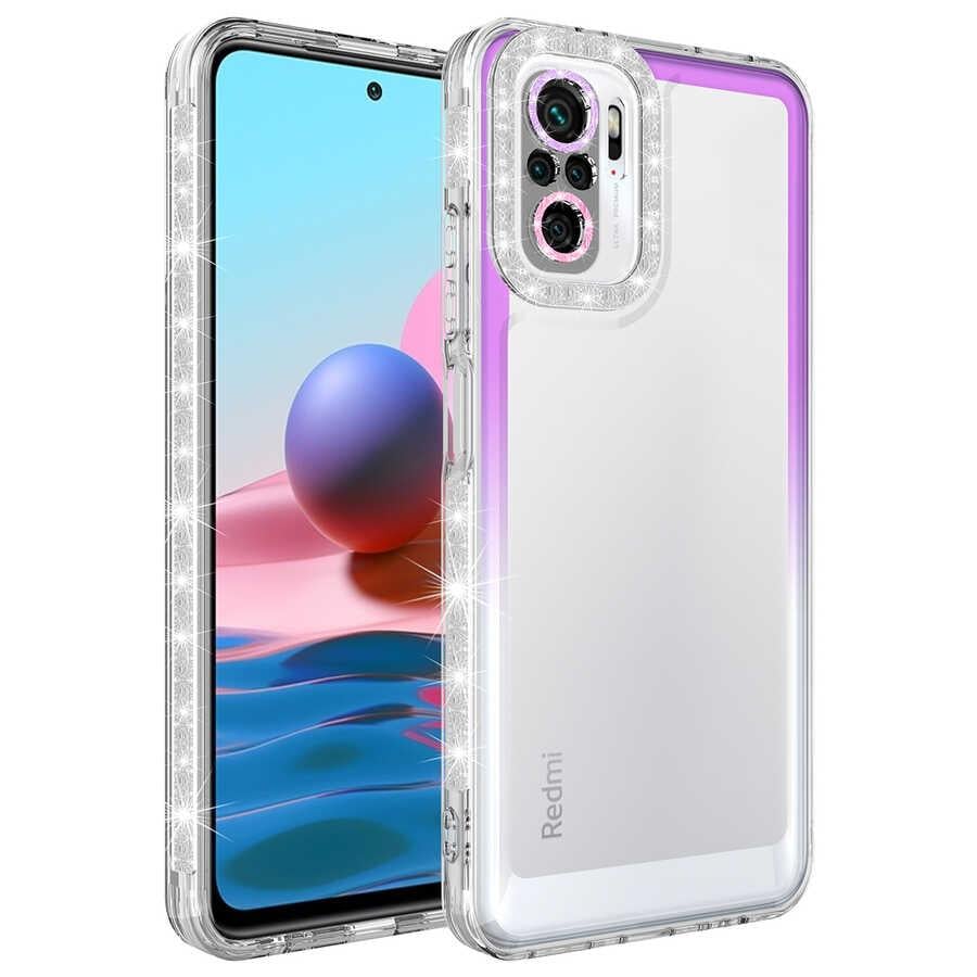 Xiaomi Poco M5S Kılıf Simli ve Renk Geçiş Tasarımlı Lens Korumalı Zore Park Kapak