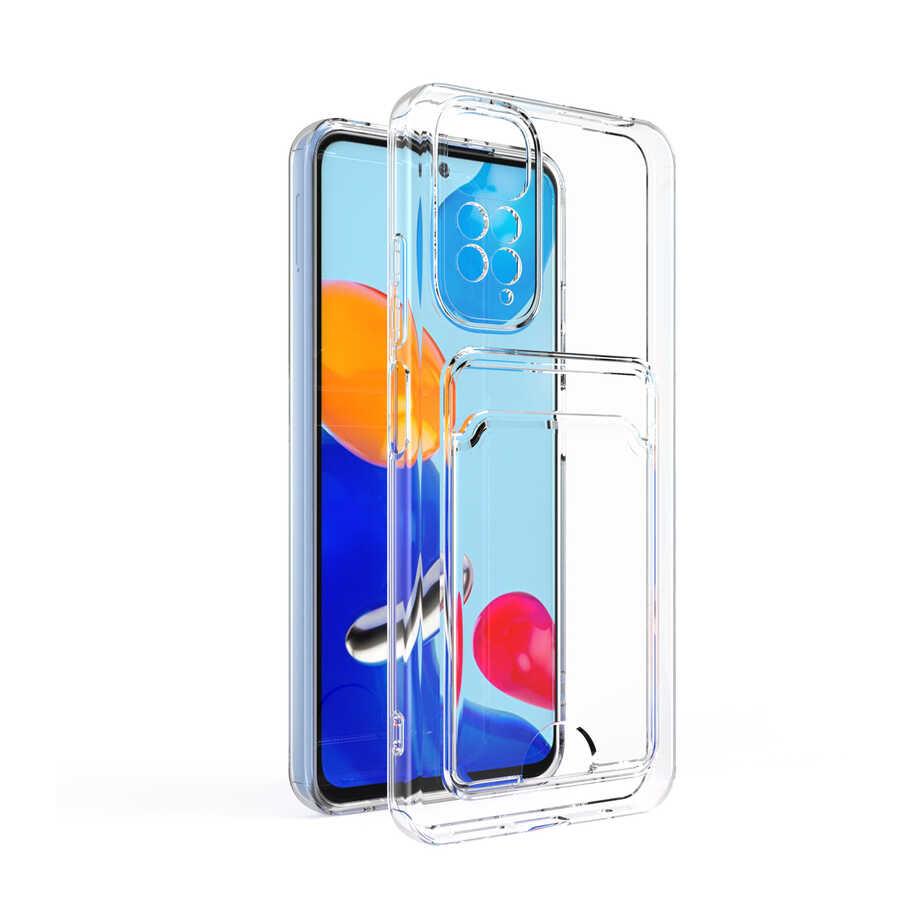 Xiaomi Redmi Note 11 Pro 5G Kılıf Kartlıklı Şeffaf Zore Setra Clear Silikon Kapak