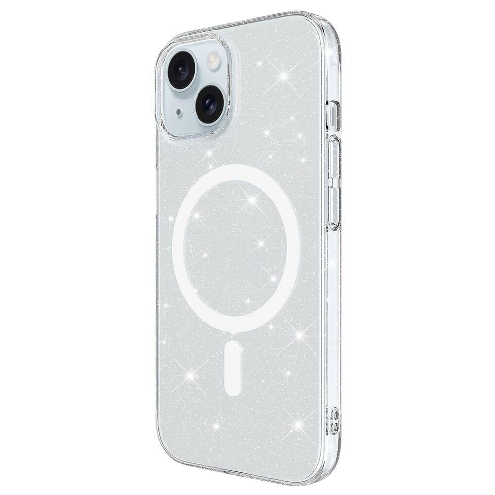 iPhone 15 Kılıf Zore M-safe Şarj Özellikli Simli Şeffaf Arka Yüzey Erdos Silikon Kapak