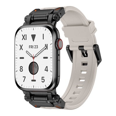 Apple Watch 42mm Zore KRD-101 Titanyum Metal Başlıklı Silikon Kordon