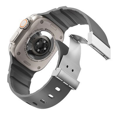 Apple Watch 42mm Zore KRD-145 Metal Tokalı Silikon Kordon