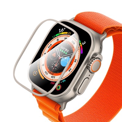 Apple Watch Ultra 49mm CaseWorld Alloy Serisi Safir Akıllı Saat Temperli Cam Ekran Koruyucu