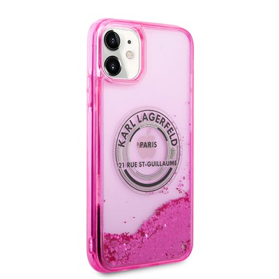 Apple iPhone 11 Kılıf Karl Lagerfeld Sıvılı Simli RSG Dizayn Kapak