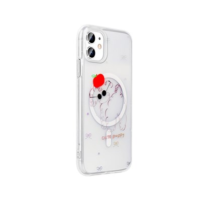 Apple iPhone 11 Kılıf M-Safe Şarj Özellikli Şeffaf Zore Folk Sert Kapak