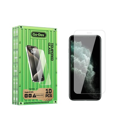 Apple iPhone 11 Pro Max Go Des Parmak İzi Bırakmayan 9H Oleofobik Bom Glass Ekran Koruyucu 10lu Paket