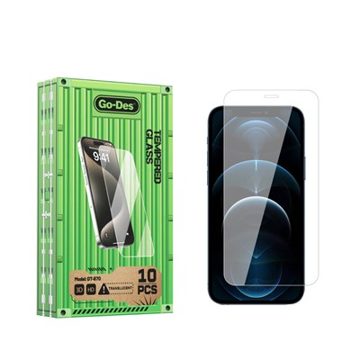 Apple iPhone 12 Pro Max Go Des Parmak İzi Bırakmayan 9H Oleofobik Bom Glass Ekran Koruyucu 10lu Paket