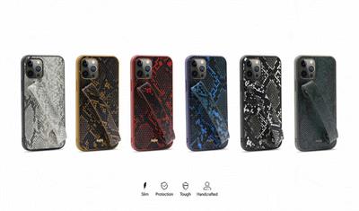 Apple iPhone 12 Pro Max Kılıf Kajsa Glamorous Serisi Snake Handstrap Kapak