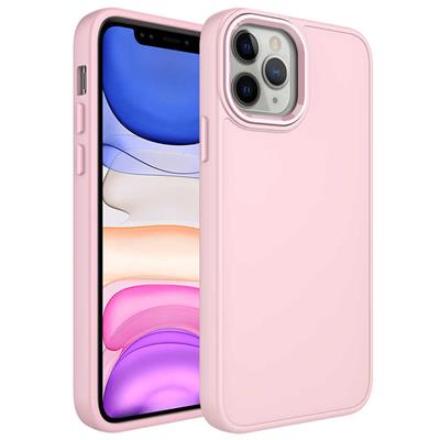 Apple iPhone 12 Pro Max Kılıf Metal Çerçeve ve Buton Tasarımlı Silikon Zore Luna Kapak