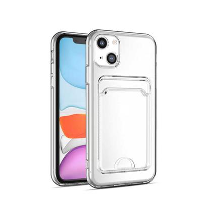 Apple iPhone 13 Kılıf Kartlıklı Şeffaf Zore Setra Clear Silikon Kapak