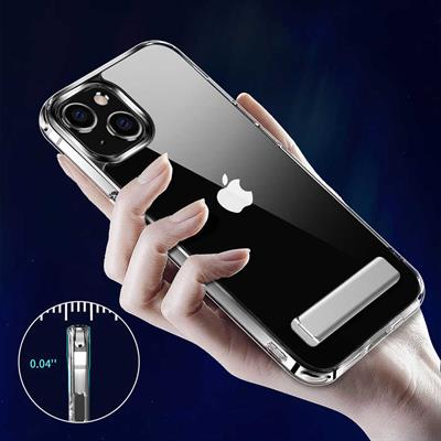 Apple iPhone 13 Kılıf Standlı Şeffaf Silikon Zore L-Stand Kapak