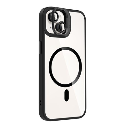 Apple iPhone 13 Kılıf Standlı ve Kamera Lens Hediyeli M-Safe Şarj Özellikli Zore Etro Kapak
