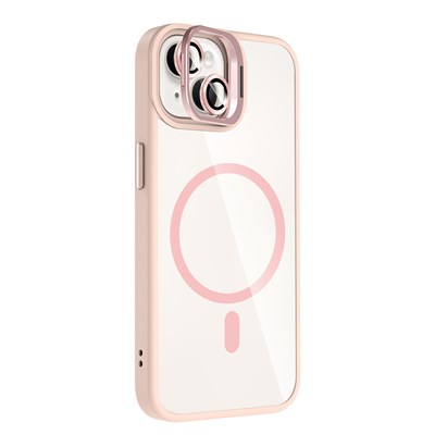 Apple iPhone 13 Kılıf Standlı ve Kamera Lens Hediyeli M-Safe Şarj Özellikli Zore Etro Kapak