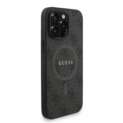 Apple iPhone 13 Pro Max Kılıf Guess Orjinal Lisanslı M-safe Şarj Özellikli PU Deri Bilek Askı İpli Yazı Logolu Kapak
