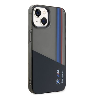 Apple iPhone 14 Kılıf BMW Orjinal Lisanslı Yarı Transparan M Dizayn Çizgili Kapak