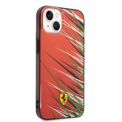 Apple iPhone 14 Kılıf Ferrari Orjinal Lisanslı Baskı Logolu Çimen Desenli Kapak