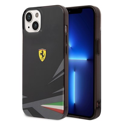 Apple iPhone 14 Kılıf Ferrari Orjinal Lisanslı Baskı Logolu İtalyan Bayrak Baskılı Dizayn Kapak