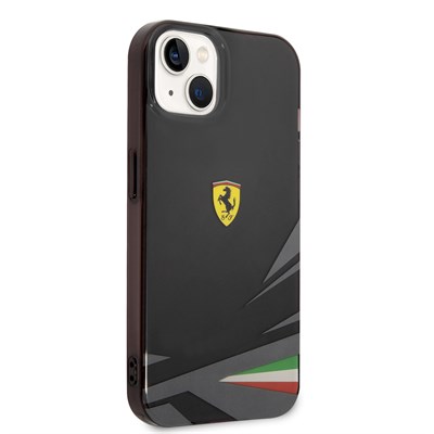 Apple iPhone 14 Kılıf Ferrari Orjinal Lisanslı Baskı Logolu İtalyan Bayrak Baskılı Dizayn Kapak