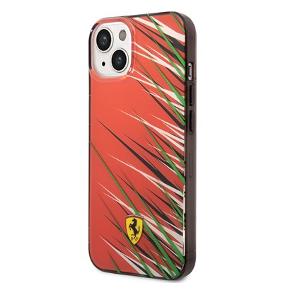 Apple iPhone 14 Kılıf Ferrari Orjinal Lisanslı Baskı Logolu Çimen Desenli Kapak