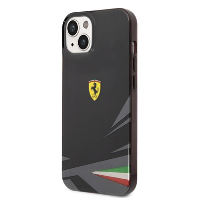 Apple iPhone 14 Kılıf Ferrari Orjinal Lisanslı Baskı Logolu İtalyan Bayrak Baskılı Dizayn Kapak