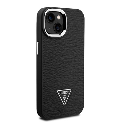 Apple iPhone 14 Kılıf Guess Orjinal Lisanslı M-safe Şarj Özellikli Grained Triangle Kapak