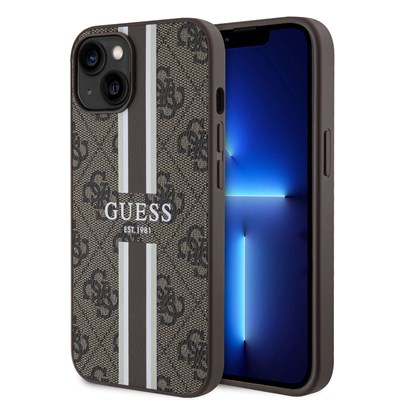 Apple iPhone 14 Kılıf Guess Orjinal Lisanslı Magsafe Şarj Özellikli 4G Şerit Tasarımlı Printed Kapak