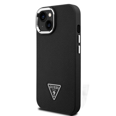 Apple iPhone 14 Kılıf Guess Orjinal Lisanslı M-safe Şarj Özellikli Grained Triangle Kapak