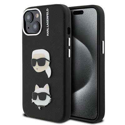 Apple iPhone 14 Kılıf Karl Lagerfeld Orjinal Lisanslı K&C Heads Pin Kapak