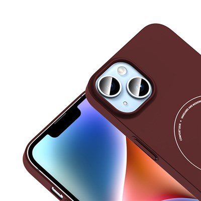 Apple iPhone 14 Kılıf M-Safe Şarj Özellikli Kamera Korumalı Zore Elio Sert PC Kapak