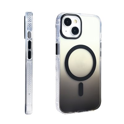 Apple iPhone 14 Kılıf M-safe Şarj Özellikli Transparan Renk Geçişli Zore Toros Kapak