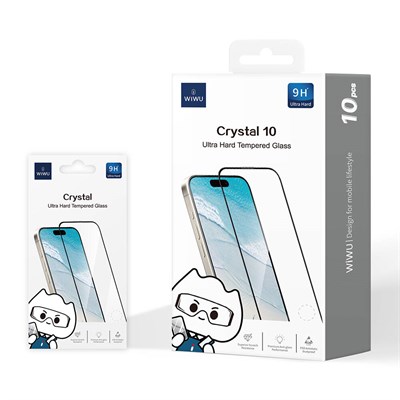 Apple iPhone 14 Plus Wiwu GT-008 Polimer Oleofobik Kaplama Şeffaf Pürüzsüz Temperli Cam Ekran Koruyucu 10lu Paket