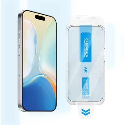 Apple iPhone 14 Pro CaseWorld Applicator Serisi 2.5D Eyesafe Mavi Işık Teknolojili Safir 0.33mm Temperli Cam Ekran Koruyucu + Uygulama Aparatı