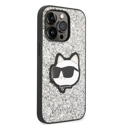 Apple iPhone 14 Pro Kılıf Karl Lagerfeld Parlak Taşlı Choupette Dizayn Kapak