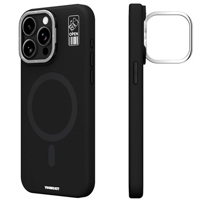 Apple iPhone 14 Pro Kılıf Magsafe Şarj Özellikli Kamera Standlı Silikon Youngkit Bitty Cream Kapak