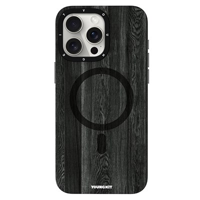 Apple iPhone 14 Pro Kılıf Magsafe Şarj Özellikli Sararmaya Dayanıklı Youngkit Wood Forest Serisi Kapak