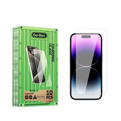 Apple iPhone 14 Pro Max Go Des Parmak İzi Bırakmayan 9H Oleofobik Bom Glass Ekran Koruyucu 10lu Paket