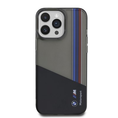 Apple iPhone 14 Pro Max Kılıf BMW Orjinal Lisanslı Yarı Transparan M Dizayn Çizgili Kapak