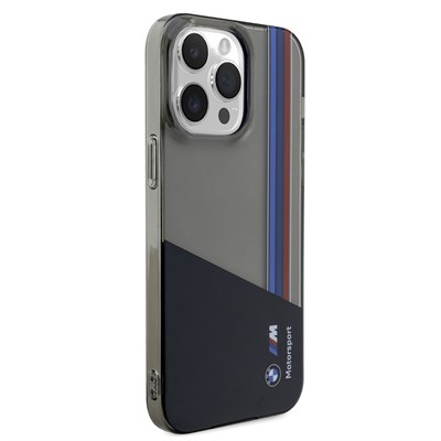 Apple iPhone 14 Pro Max Kılıf BMW Orjinal Lisanslı Yarı Transparan M Dizayn Çizgili Kapak
