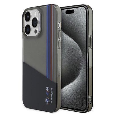 Apple iPhone 14 Pro Max Kılıf BMW Orjinal Lisanslı Yarı Transparan M Dizayn Çizgili Kapak