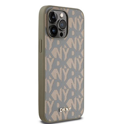 Apple iPhone 14 Pro Max Kılıf DKNY Orjinal Lisanslı Magsafe Şarj Özellikli 3D Yazılı Grid Pattern Kapak