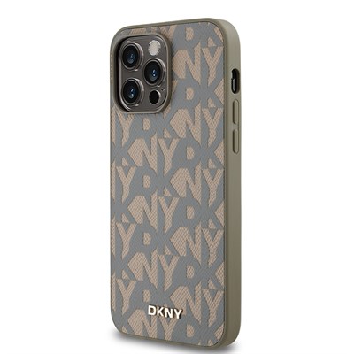 Apple iPhone 14 Pro Max Kılıf DKNY Orjinal Lisanslı Magsafe Şarj Özellikli 3D Yazılı Grid Pattern Kapak
