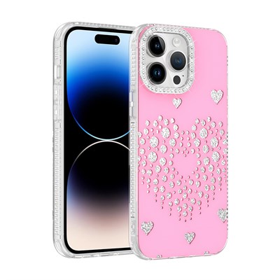 Apple iPhone 14 Pro Max Kılıf Damla Taşlı Zore Rivas Sert PC Kapak