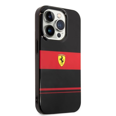 Apple iPhone 14 Pro Max Kılıf Ferrari Magsafe Şarj Özellikli Yatay Çizgili Dizayn Kapak