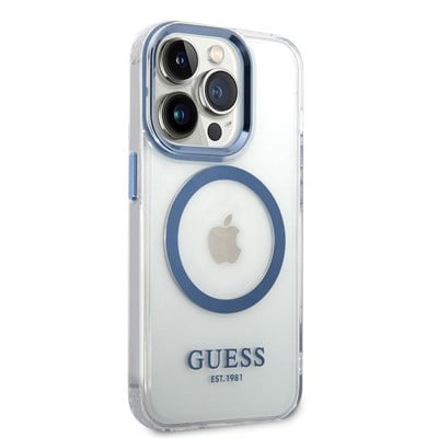 Apple iPhone 14 Pro Max Kılıf GUESS Magsafe Şarj Özellikli Metal Kamera Çerçeveli Kapak