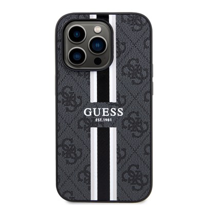 Apple iPhone 14 Pro Max Kılıf Guess Orjinal Lisanslı Magsafe Şarj Özellikli 4G Şerit Tasarımlı Printed Kapak