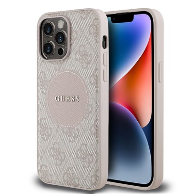 Apple iPhone 14 Pro Max Kılıf Guess Orjinal Lisanslı Magsafe Şarj Özellikli Yazı Logolu Circle Classic Kapak