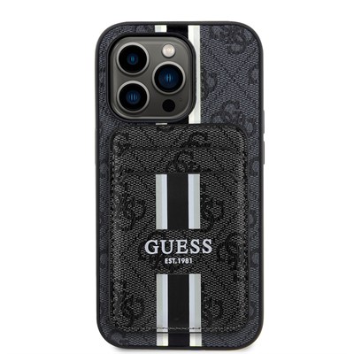 Apple iPhone 14 Pro Max Kılıf Guess Orjinal Lisanslı Magsafe Şarj Özellikli 4G Desenli Çizgili Kartlıklı Kapak