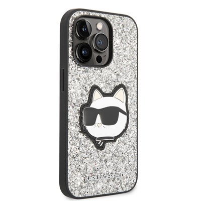 Apple iPhone 14 Pro Max Kılıf Karl Lagerfeld Parlak Taşlı Choupette Dizayn Kapak