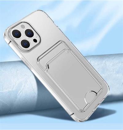 Apple iPhone 14 Pro Max Kılıf Kartlıklı Şeffaf Zore Setra Clear Silikon Kapak
