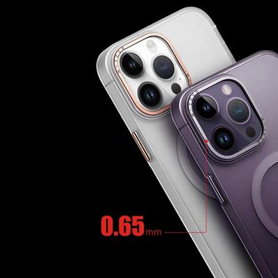 Apple iPhone 14 Pro Max Kılıf Magsafe Şarj Özellikli Buzlu Sert PC Zore Tuval Kapak